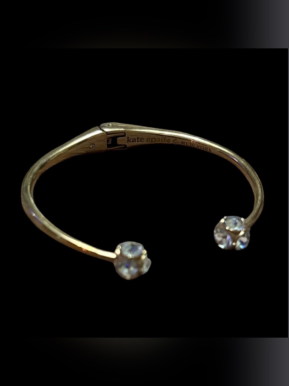 Kate Spade Gold-Tone Open Cuff Bracelet with Clear Crystal Ends - Picture 3 of 3